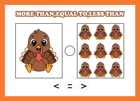 count animal turkey more than equal to less thanのイラスト素材