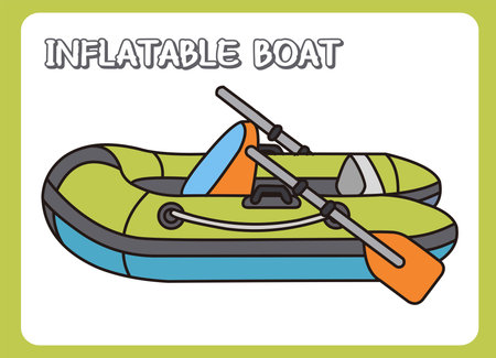 inflatable boat in cartoon design graphics illustration icon isolated flat vectorのイラスト素材