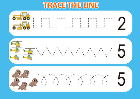 trace the line cute animal and transport. game for kidsのイラスト素材
