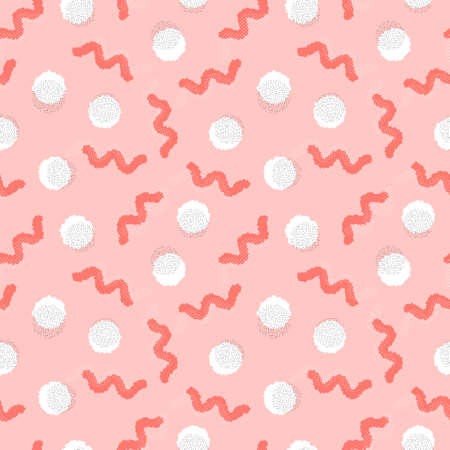 peachy pink and salmon color repeated seamless abstract pattern with fluffy and rough textureのイラスト素材