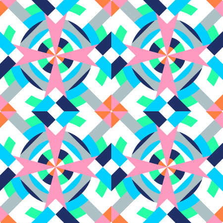 geometric radial circles diamond shape grid-based seamless pattern for surface design, fabric, textile, gift wrap, wrapping paper, banner, border, frame, branding identity marketing materialのイラスト素材