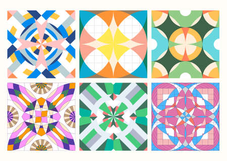 abstract geometrical grid based radial concentric circles shapes seamless surface pattern design for...
