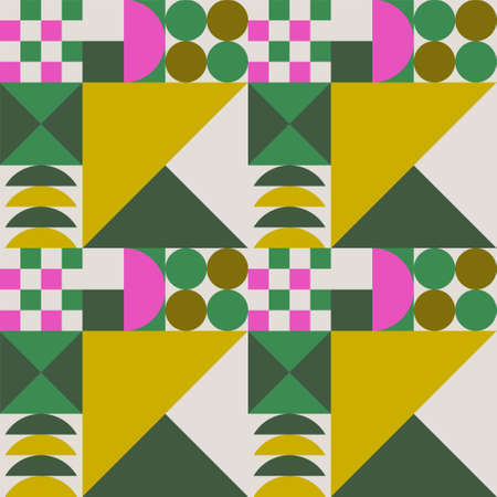 geometric abstract grid seamless pattern, textile, surface, fabric, wallpaper, gift wrap, wrapping paper, stationery, branding, banner, background, social media, marketing graphic design material.のイラスト素材