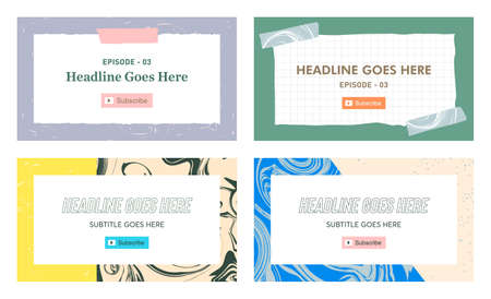 streaming service video thumbnail template set of four, social media graphic resources. Fashion...