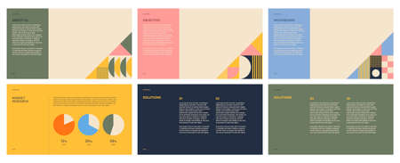 geometric shapes composition pitch deck slides templates for presentation
