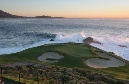 Pebble beach golf, hole 7, californiaの写真素材