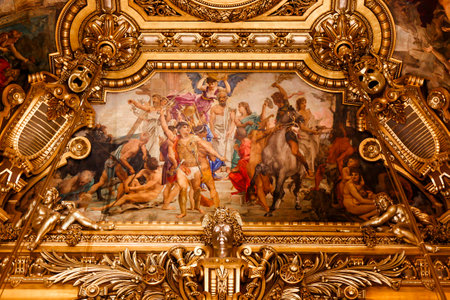 PARIS, OCTOBER 02 , An interior view of Opera de Paris, Palais Garnier, It was built from 1861 to 1875 for the Paris Opera house an is shown on OCTOBER 02, 2010 in Paris.のeditorial素材