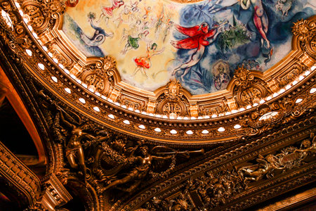 PARIS, OCTOBER 02 , An interior view of Opera de Paris, Palais Garnier, It was built from 1861 to 1875 for the Paris Opera house an is shown on OCTOBER 02, 2010 in Paris.のeditorial素材