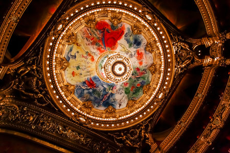 PARIS, OCTOBER 02 , An interior view of Opera de Paris, Palais Garnier, It was built from 1861 to 1875 for the Paris Opera house an is shown on OCTOBER 02, 2010 in Paris.のeditorial素材