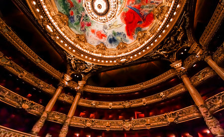 PARIS, OCTOBER 02 , An interior view of Opera de Paris, Palais Garnier, It was built from 1861 to 1875 for the Paris Opera house an is shown on OCTOBER 02, 2010 in Paris.のeditorial素材