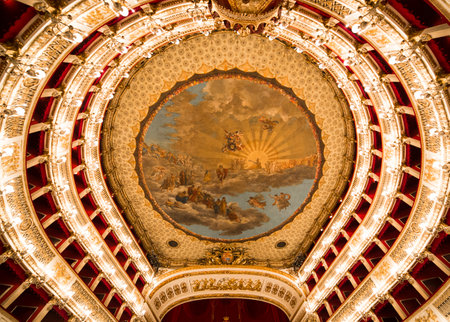 Teatro San Carlo, Naples opera house, Italyのeditorial素材