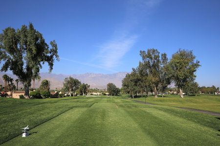 RANCHO MIRAGE, CALIFORNIA - APRIL 02, 2015: View of golf course at the ANA inspiration golf tournament on the LPGA Tour, April 02, 2015, Rancho Mirage golf course, California, USA.のeditorial素材