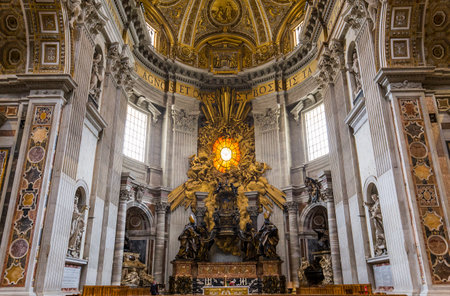 VATICAN CITY, VATICAN  JUNE 15, 2015 : interiors and architectural details of Basilica of saint Peter, june 15, 2015, in Vatican city, Vaticanのeditorial素材