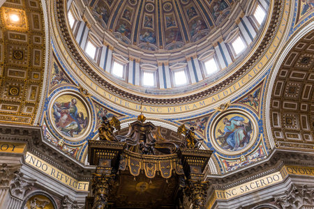 VATICAN CITY, VATICAN  JUNE 15, 2015 : interiors and architectural details of Basilica of saint Peter, june 15, 2015, in Vatican city, Vaticanのeditorial素材