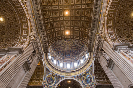 VATICAN CITY, VATICAN  JUNE 15, 2015 : interiors and architectural details of Basilica of saint Peter, june 15, 2015, in Vatican city, Vaticanのeditorial素材