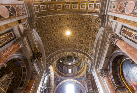 VATICAN CITY, VATICAN  JUNE 15, 2015 : interiors and architectural details of Basilica of saint Peter, june 15, 2015, in Vatican city, Vaticanのeditorial素材