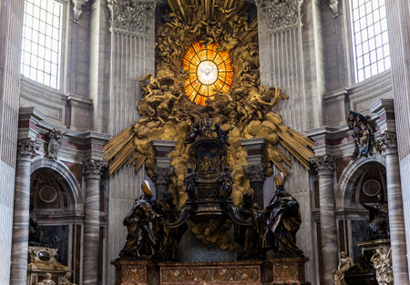 VATICAN CITY, VATICAN  JUNE 15, 2015 : interiors and architectural details of Basilica of saint Peter, june 15, 2015, in Vatican city, Vaticanのeditorial素材