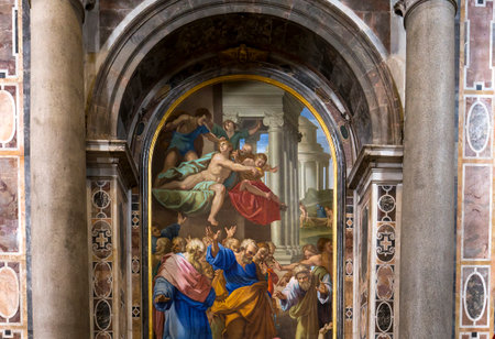 VATICAN CITY, VATICAN  JUNE 15, 2015 : interiors and architectural details of Basilica of saint Peter, june 15, 2015, in Vatican city, Vaticanのeditorial素材