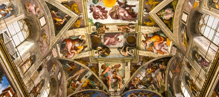 VATICAN CITY, VATICAN, JUNE 12, 2015 : interiors and architectural details of the Sistine chapel, june 12, 2015, in Vatican city, Vaticanのeditorial素材