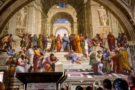 VATICAN CITY, VATICAN, JUNE 12, 2015 : interiors and architectural details of Raphael rooms in Vatican museum, june 12, 2015, in Vatican city, Vaticanのeditorial素材