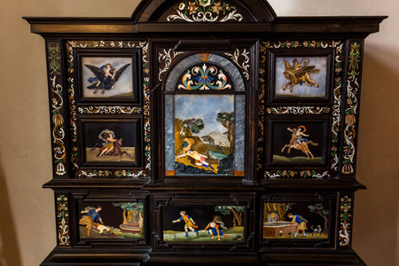 FLORENCE, ITALY, OCTOBER 25, 2015 : interiors and architectural details of Palazzo Vecchio, october 25, 2015 in Florence, Italyのeditorial素材