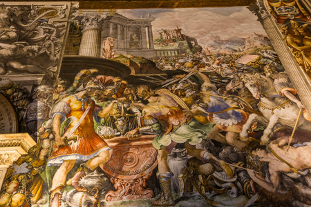 FLORENCE, ITALY, OCTOBER 25, 2015 : interiors and architectural details of Palazzo Vecchio, october 25, 2015 in Florence, Italyのeditorial素材