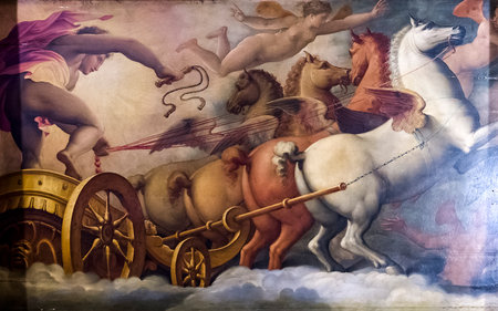 FLORENCE, ITALY, OCTOBER 25, 2015 : interiors and architectural details of Palazzo Vecchio, october 25, 2015 in Florence, Italyのeditorial素材