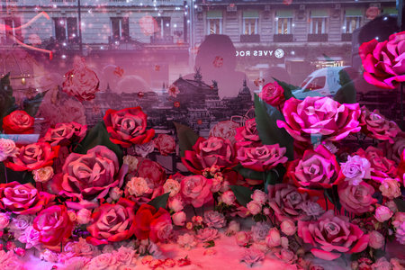 PARIS, FRANCE, DECEMBER 14, 2015 : christmas decorations at Galeries Lafayette store, december 14, 2015 in Paris, Franceのeditorial素材