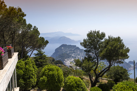 panorama of Capri island from Monte Solaro, in Anacapri, june 10, 2015, in Anacapri, Capri, Italyの写真素材