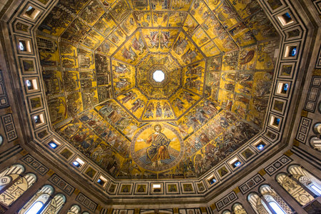 FLORENCE, ITALY, OCTOBER 24, 2015 : interiors and architectural details of Baptistery of saint John, october 24, 2015 in Florence, Italyのeditorial素材