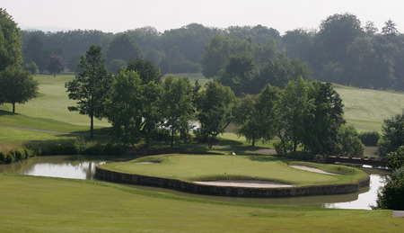 golf course with fairway and greenの写真素材
