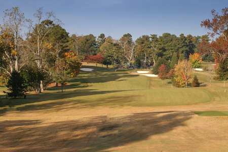 golf course with fairway and greenの写真素材