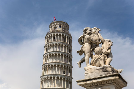 PISA, ITALY, june 08, 2016 : Architectural details of the Tower of Pisa, on june 08, 2016 in Pisa, italyのeditorial素材