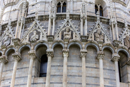 PISA, ITALY, june 08, 2016 : Architectural details of the Tower of Pisa, on june 08, 2016 in Pisa, italyのeditorial素材