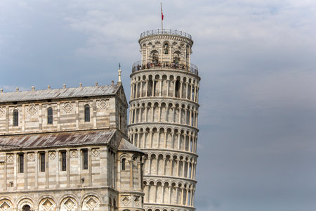 PISA, ITALY, june 08, 2016 : Architectural details of the Tower of Pisa, on june 08, 2016 in Pisa, italyのeditorial素材
