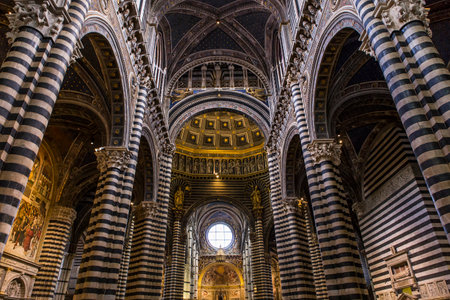 SIENA, ITALY, JUNE 11, 2016 : interiors and architectural details of the duomo, Siena cathedral, june 11, 2016 in Siena, Italyのeditorial素材