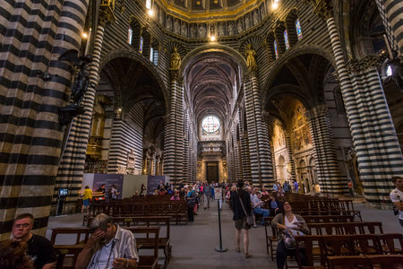 SIENA, ITALY, JUNE 11, 2016 : interiors and architectural details of the duomo, Siena cathedral, june 11, 2016 in Siena, Italyのeditorial素材