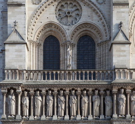 Facade of cathedral notre dame de parisの写真素材