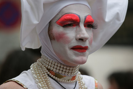 Paris, France June 29 th, 2013: Protesters marching for gay rights at The Gay Pride parade in Paris, France.のeditorial素材