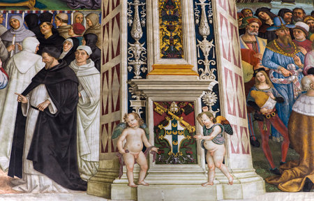 SIENA, ITALY, june 11, 2016 : interiors and details of the Piccolomini library at the duomo cathedral, on june 11, 2016,  Siena, Tuscany, italyのeditorial素材