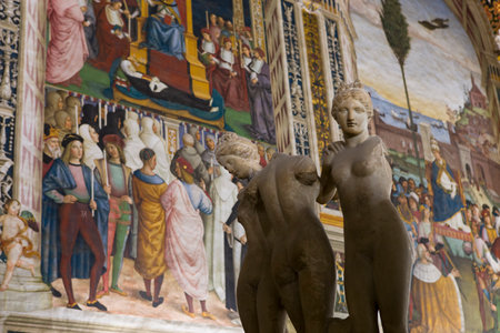 SIENA, ITALY, june 11, 2016 : interiors and details of the Piccolomini library at the duomo cathedral, on june 11, 2016,  Siena, Tuscany, italyのeditorial素材