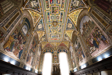 SIENA, ITALY, june 11, 2016 : interiors and details of the Piccolomini library at the duomo cathedral, on june 11, 2016,  Siena, Tuscany, italyのeditorial素材