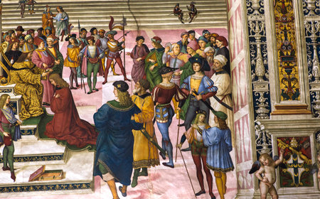 SIENA, ITALY, june 11, 2016 : interiors and details of the Piccolomini library at the duomo cathedral, on june 11, 2016,  Siena, Tuscany, italyのeditorial素材