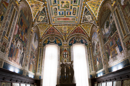 SIENA, ITALY, june 11, 2016 : interiors and details of the Piccolomini library at the duomo cathedral, on june 11, 2016,  Siena, Tuscany, italyのeditorial素材
