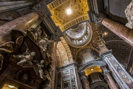 VATICAN CITY, VATICAN JUNE 15, 2015 : interiors and architectural details of Basilica of saint Peter, june 15, 2015, in Vatican city, Vaticanのeditorial素材
