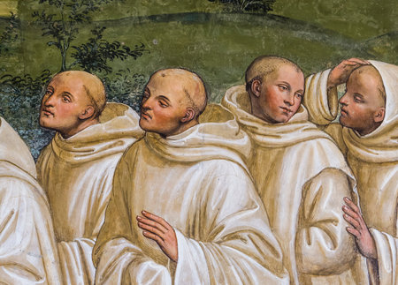 MONTE OLIVETO, ITALY, JUNE 15, 2016 : interiors and frescoes of Monte Oliveto Maggiore abbey, june 15, 2016, near Siena, Tuscany, Italyのeditorial素材