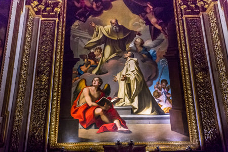 MONTE OLIVETO, ITALY, JUNE 15, 2016 : interiors and frescoes of Monte Oliveto Maggiore abbey, june 15, 2016, near Siena, Tuscany, Italyのeditorial素材