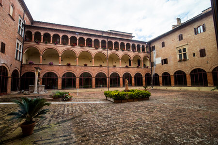 MONTE OLIVETO, ITALY, JUNE 15, 2016 : interiors and frescoes of Monte Oliveto Maggiore abbey, june 15, 2016, near Siena, Tuscany, Italyのeditorial素材