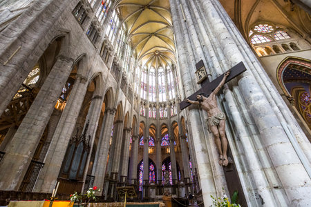 BEAUVAIS, FRANCE, APRIL 15,  2017 : interiors and details of Saint Peter cathedral, april 15, 2017, in  Beauvais, Franceのeditorial素材