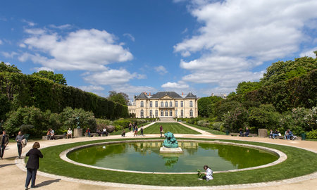 PARIS, FRANCE, APRIL 23, 2017 : exteriors, sculptures and gardens of the Rodin museum, april 23, 2017, in  Paris, Franceのeditorial素材